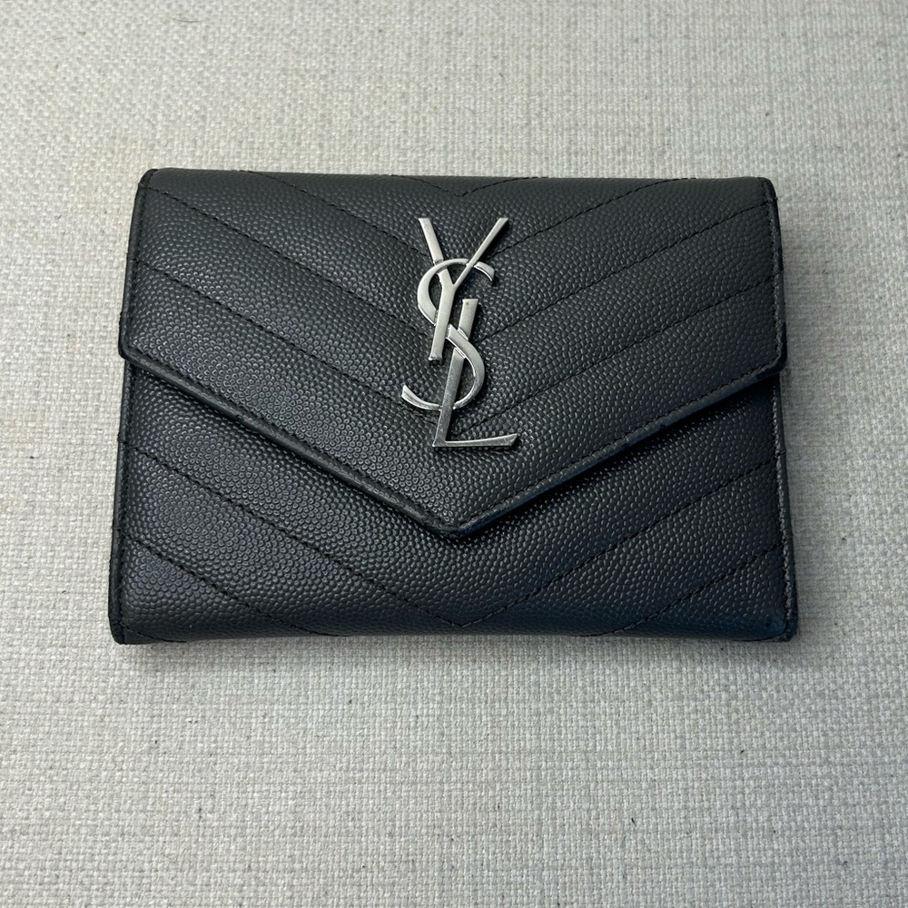 Gray Saint Laurent Compact Wallet - Picture 2 of 11